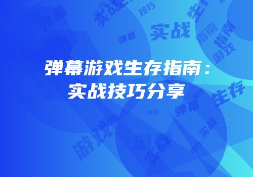 弹幕游戏生存指南：实战技巧分享