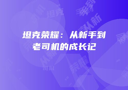 坦克荣耀：从新手到老司机的成长记