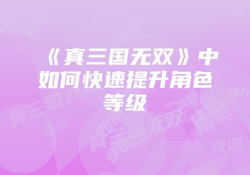 《真三国无双》中如何快速提升角色等级