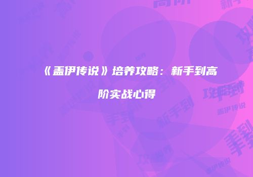 《盖伊传说》培养攻略：新手到高阶实战心得