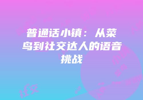 普通话小镇：从菜鸟到社交达人的语音挑战