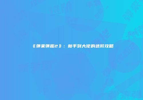 《弹来弹趣2》：新手到大佬的进阶攻略