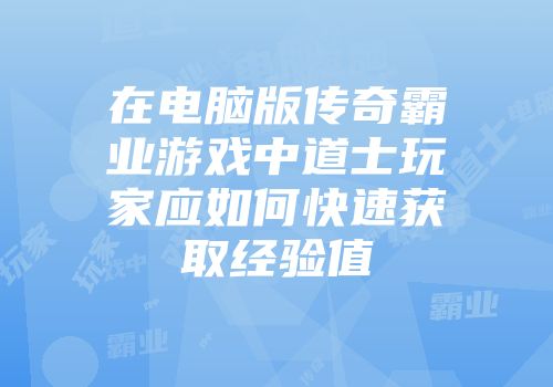 在电脑版传奇霸业游戏中道士玩家应如何快速获取经验值
