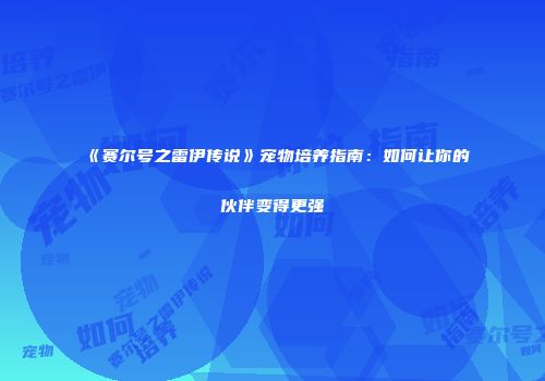 《赛尔号之雷伊传说》宠物培养指南：如何让你的伙伴变得更强