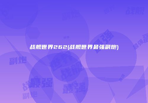 战舰世界262(战舰世界最强副炮)