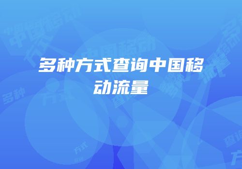 多种方式查询中国移动流量
