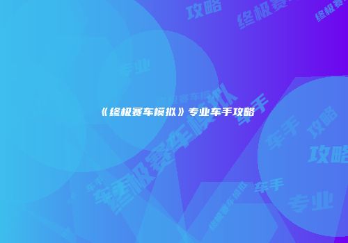 《终极赛车模拟》专业车手攻略