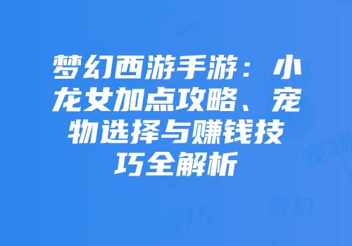 梦幻西游手游：小龙女加点攻略、宠物选择与赚钱技巧全解析