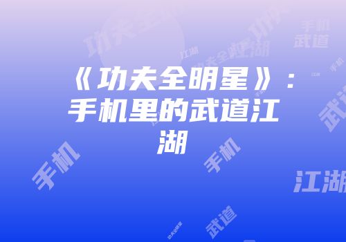 《功夫全明星》：手机里的武道江湖