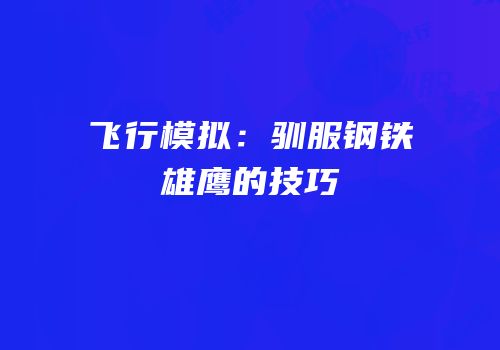 飞行模拟：驯服钢铁雄鹰的技巧