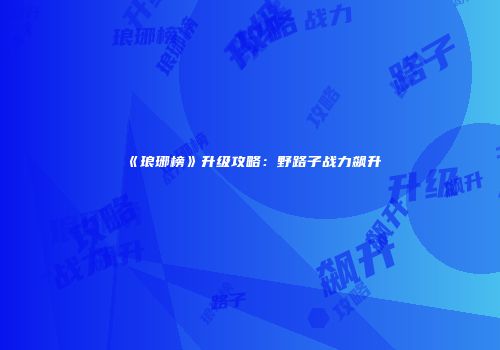 《琅琊榜》升级攻略：野路子战力飙升