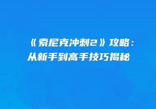 《索尼克冲刺2》攻略：从新手到高手技巧揭秘
