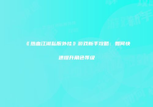 《热血江湖私服外挂》游戏新手攻略：如何快速提升角色等级