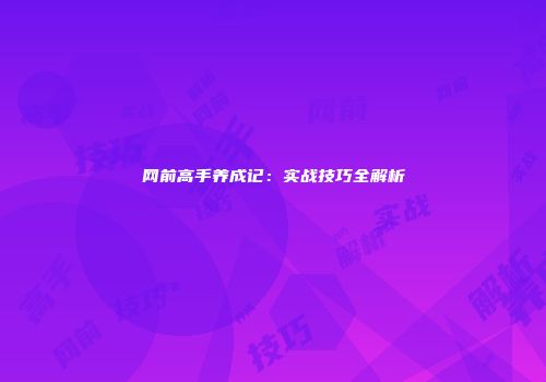 网前高手养成记：实战技巧全解析