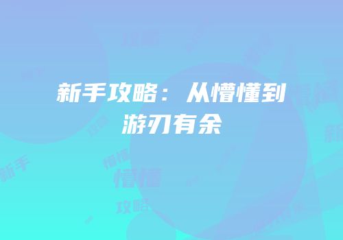 新手攻略：从懵懂到游刃有余