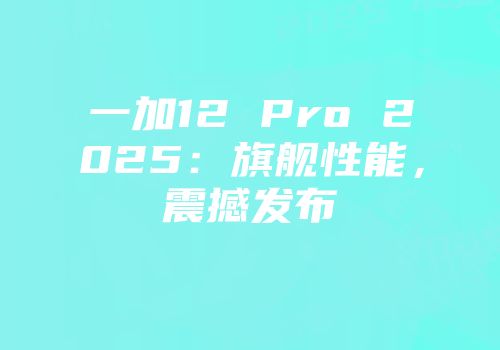 一加12 Pro 2025：旗舰性能，震撼发布