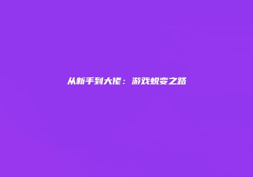 从新手到大佬：游戏蜕变之路