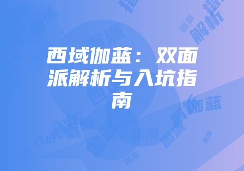 西域伽蓝：双面派解析与入坑指南