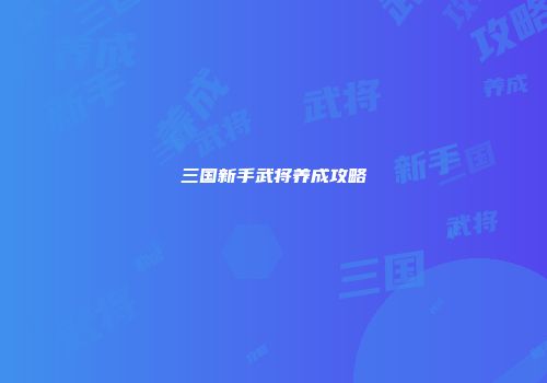 三国新手武将养成攻略