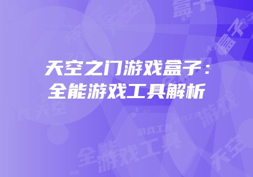 天空之门游戏盒子：全能游戏工具解析