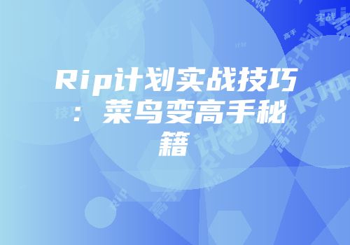 Rip计划实战技巧：菜鸟变高手秘籍