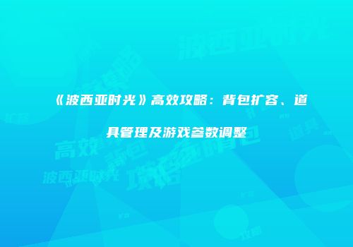 《波西亚时光》高效攻略：背包扩容、道具管理及游戏参数调整