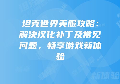 坦克世界美服攻略：解决汉化补丁及常见问题，畅享游戏新体验