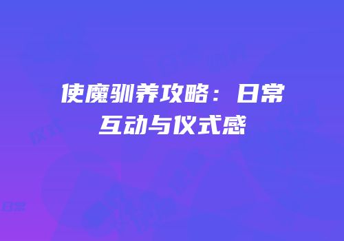 使魔驯养攻略：日常互动与仪式感