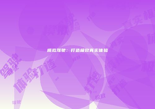 模拟驾驶：打造极致真实体验