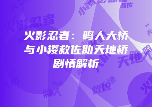 火影忍者：鸣人大桥与小樱救佐助天地桥剧情解析