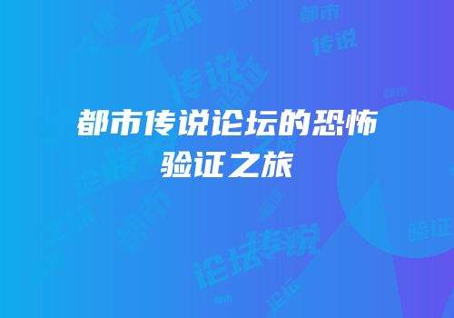 都市传说论坛的恐怖验证之旅