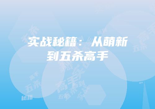 实战秘籍：从萌新到五杀高手