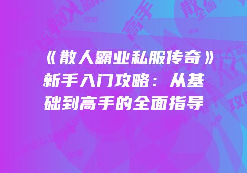 《散人霸业私服传奇》新手入门攻略：从基础到高手的全面指导
