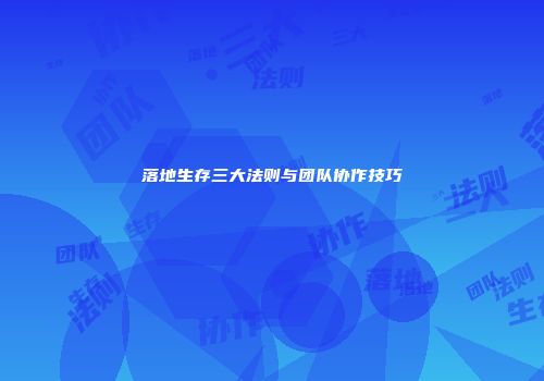 落地生存三大法则与团队协作技巧