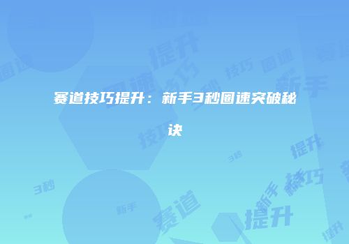 赛道技巧提升：新手3秒圈速突破秘诀