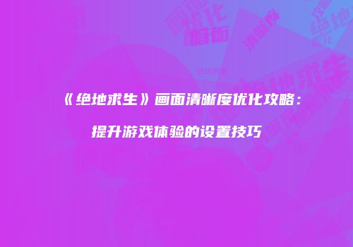 《绝地求生》画面清晰度优化攻略：提升游戏体验的设置技巧