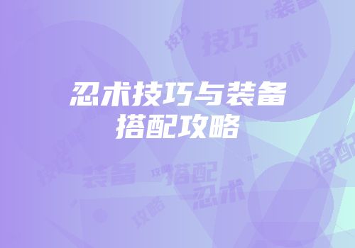 忍术技巧与装备搭配攻略