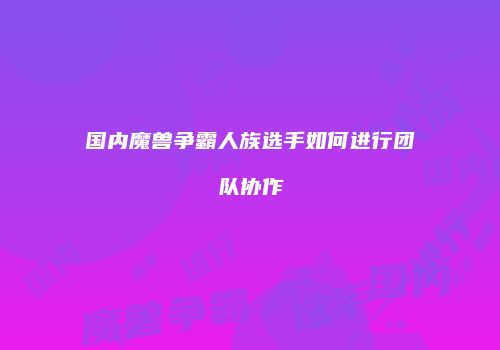 国内魔兽争霸人族选手如何进行团队协作