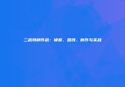 二战特种作战：侦察、路线、协作与实战