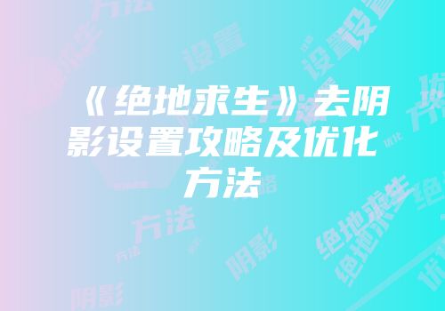 《绝地求生》去阴影设置攻略及优化方法
