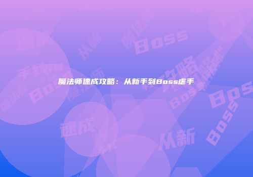 魔法师速成攻略：从新手到Boss虐手