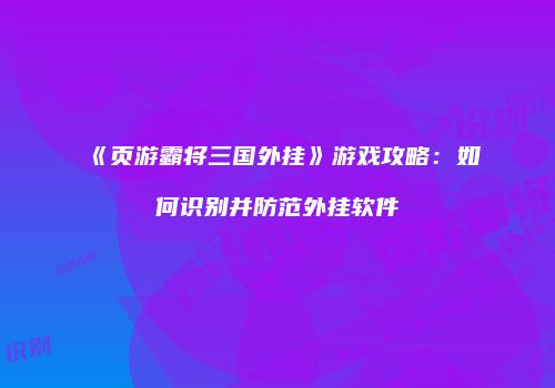 《页游霸将三国外挂》游戏攻略：如何识别并防范外挂软件