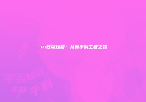 3D狂飙秘籍：从新手到王者之路