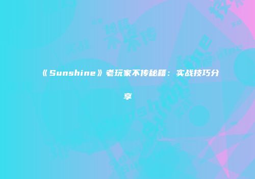 《Sunshine》老玩家不传秘籍：实战技巧分享