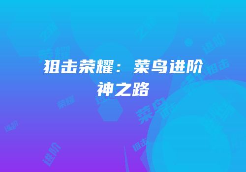 狙击荣耀：菜鸟进阶神之路