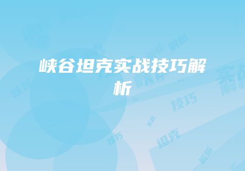 峡谷坦克实战技巧解析