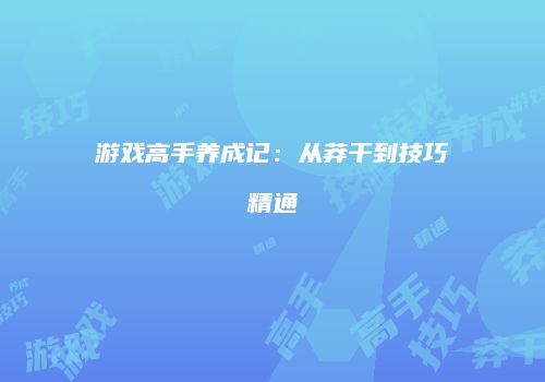 游戏高手养成记：从莽干到技巧精通