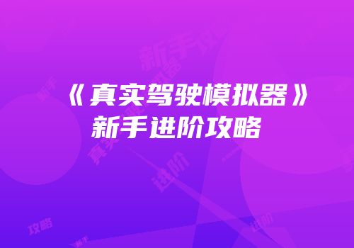 《真实驾驶模拟器》新手进阶攻略