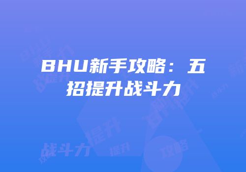 BHU新手攻略：五招提升战斗力