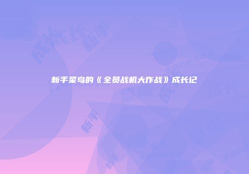新手菜鸟的《全员战机大作战》成长记